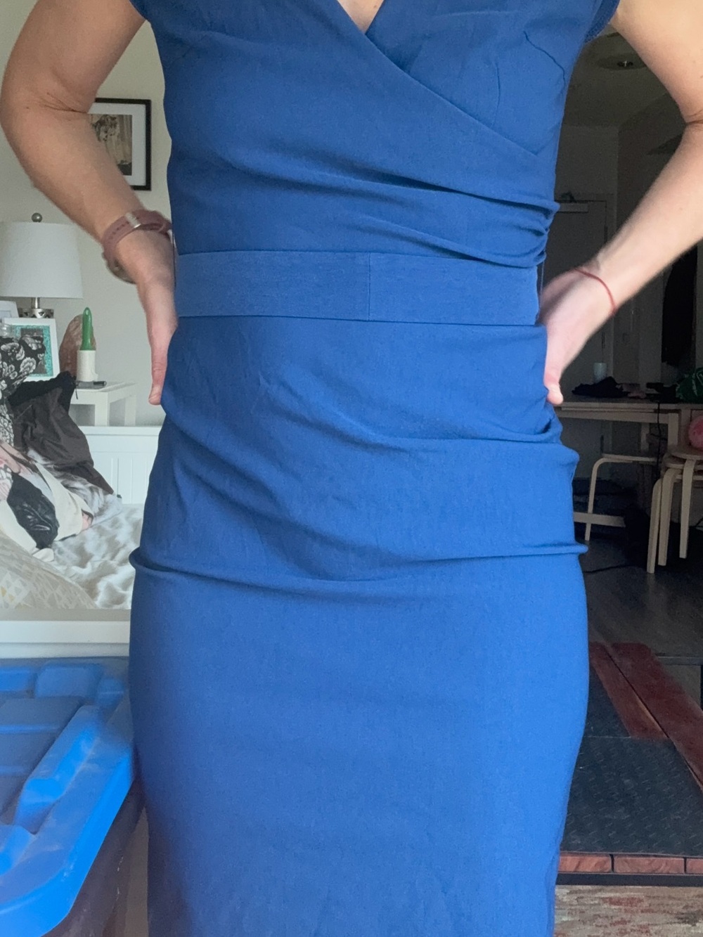 MUXXN Sleeveless Royal Blue Sheath Dress with Wrap Waist size M
